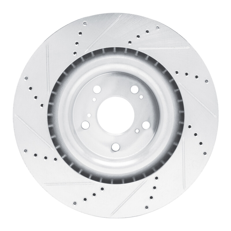 Acura TLX Brake Rotor (1) - Front Right - R1 Concepts - Drilled & Slotted - Silver - `21-`25